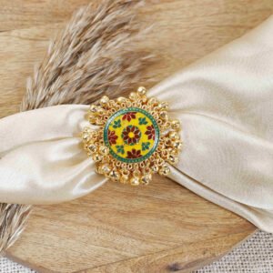 Sunshine Gulbahar Meenakari Ghungroo Ring | Gold-Plated Enamel Ring