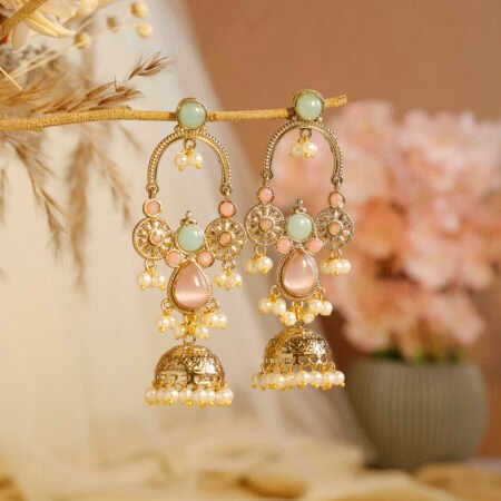 Mint & Blush Chandrakala Jhumka Earrings