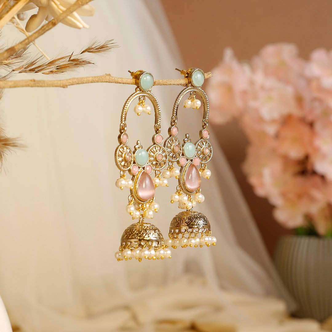 Mint & Blush Chandrakala Jhumka Earrings