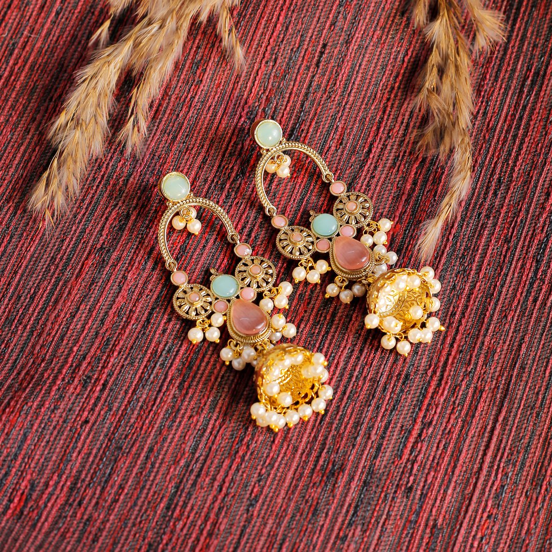 Mint & Blush Chandrakala Jhumka Earrings