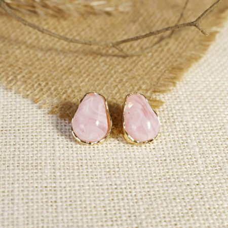 Blush Pebble Stud Earrings | Gold-Plated Resin Studs
