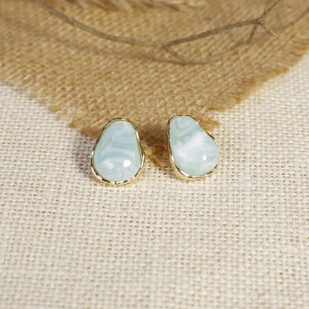 Seafoam Pebble Stud Earrings | Gold-Plated Resin Studs