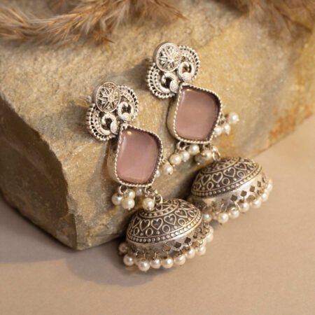 Nazkaar Noor Dusty Rose Antique Jhumka