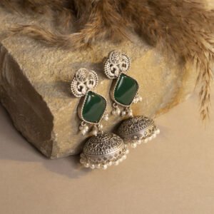 Nazkaar Noor Jade Mist Antique Jhumka