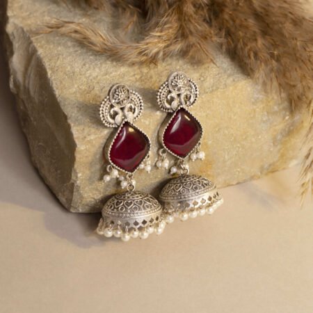 Nazkaar Noor Crimson Dusk Antique Jhumka