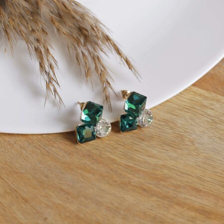 Velvet Ember Gold-Kissed Cluster Stud Earrings