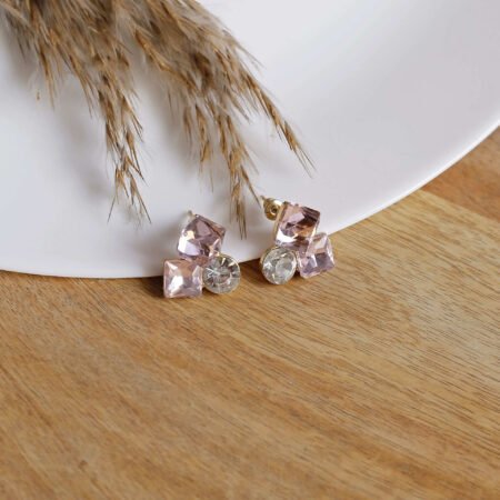 Rosy Rhapsody Gold-Kissed Cluster Stud Earrings
