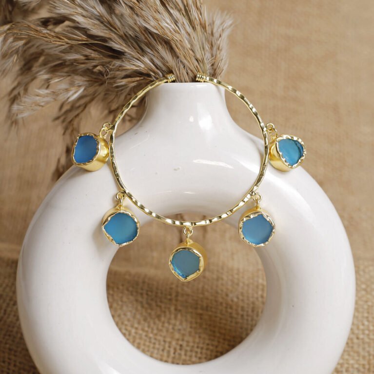 Tideglass Hollow | Raw Turquoise Gold-Plated Charm Cuff