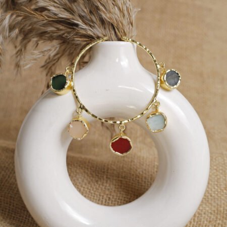 Wanderfield Bloom | Raw Multicolour Gold-Plated Charm Cuff