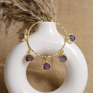 Duskbramble | Raw Amethyst Gold-Plated Charm Cuff