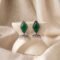 Emerald Green Boho Kite Stone Antique Silver Plated Jhumka