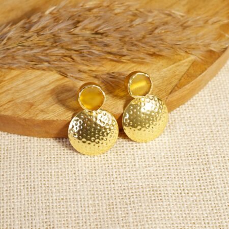 Amber Radiance Hammered Sphere Studs