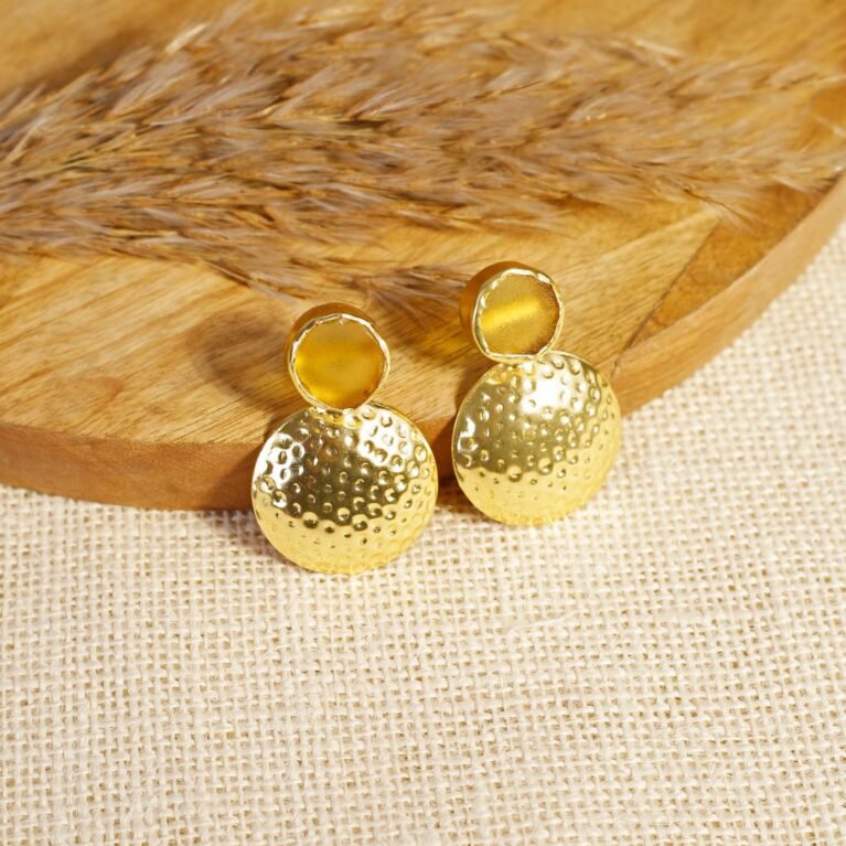 Amber Radiance Hammered Sphere Studs