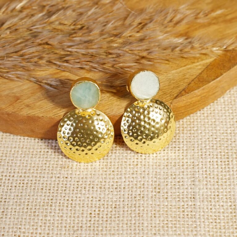 Jade Whisper Hammered Sphere Studs