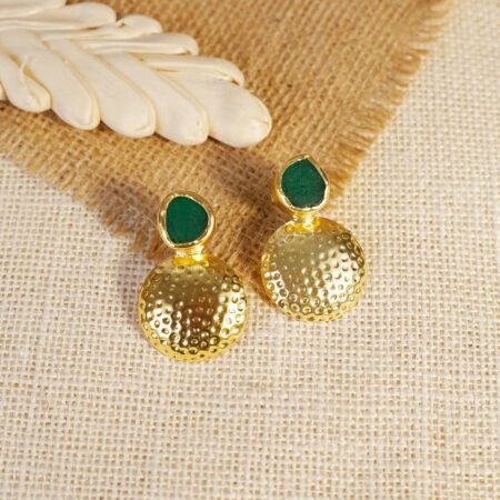 Emerald Descent Hammered Sphere Studs