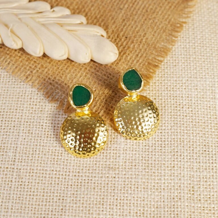 Emerald Descent Hammered Sphere Studs