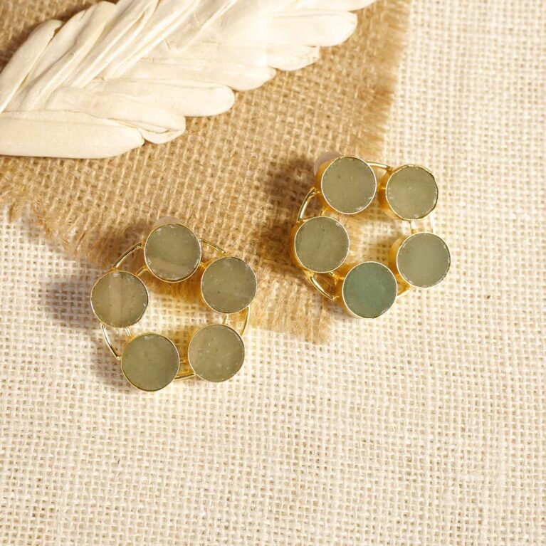 Celadon Reverie Gold Electroplated Natural Stone Cluster Studs