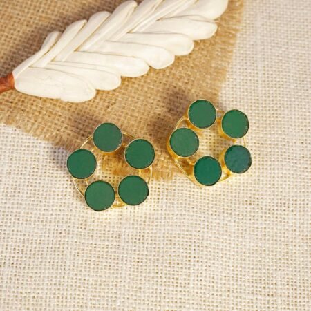 Verdant Pulse Gold Electroplated Natural Stone Cluster Studs