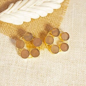 Cocoa Reverie Gold Electroplated Natural Stone Cluster Studs