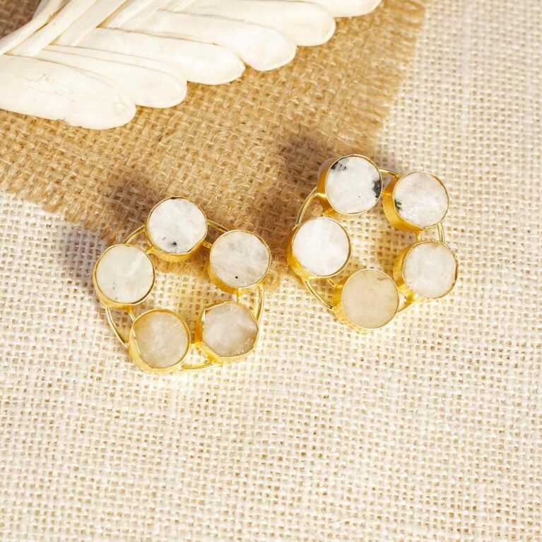 Pearl Drift Gold Electroplated Natural Stone Cluster Studs