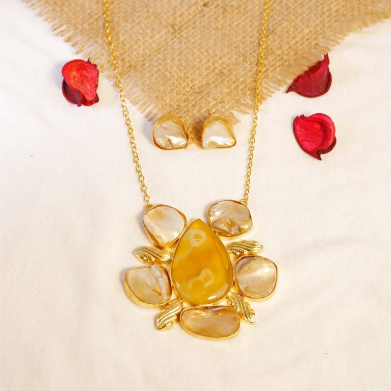 Citrine Cascade Mother of Pearl Gold-Dipped Ensemble