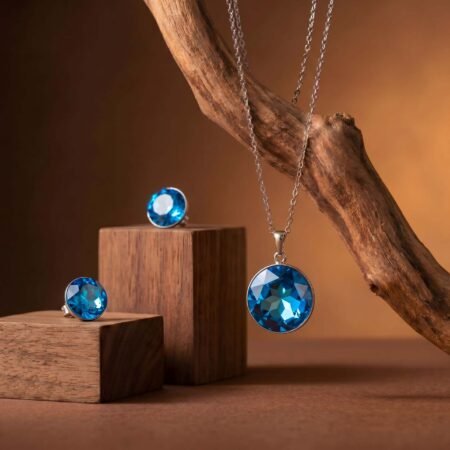 Ocean Selene Pendant Ensemble | Silver-Plated Necklace & Earring Set