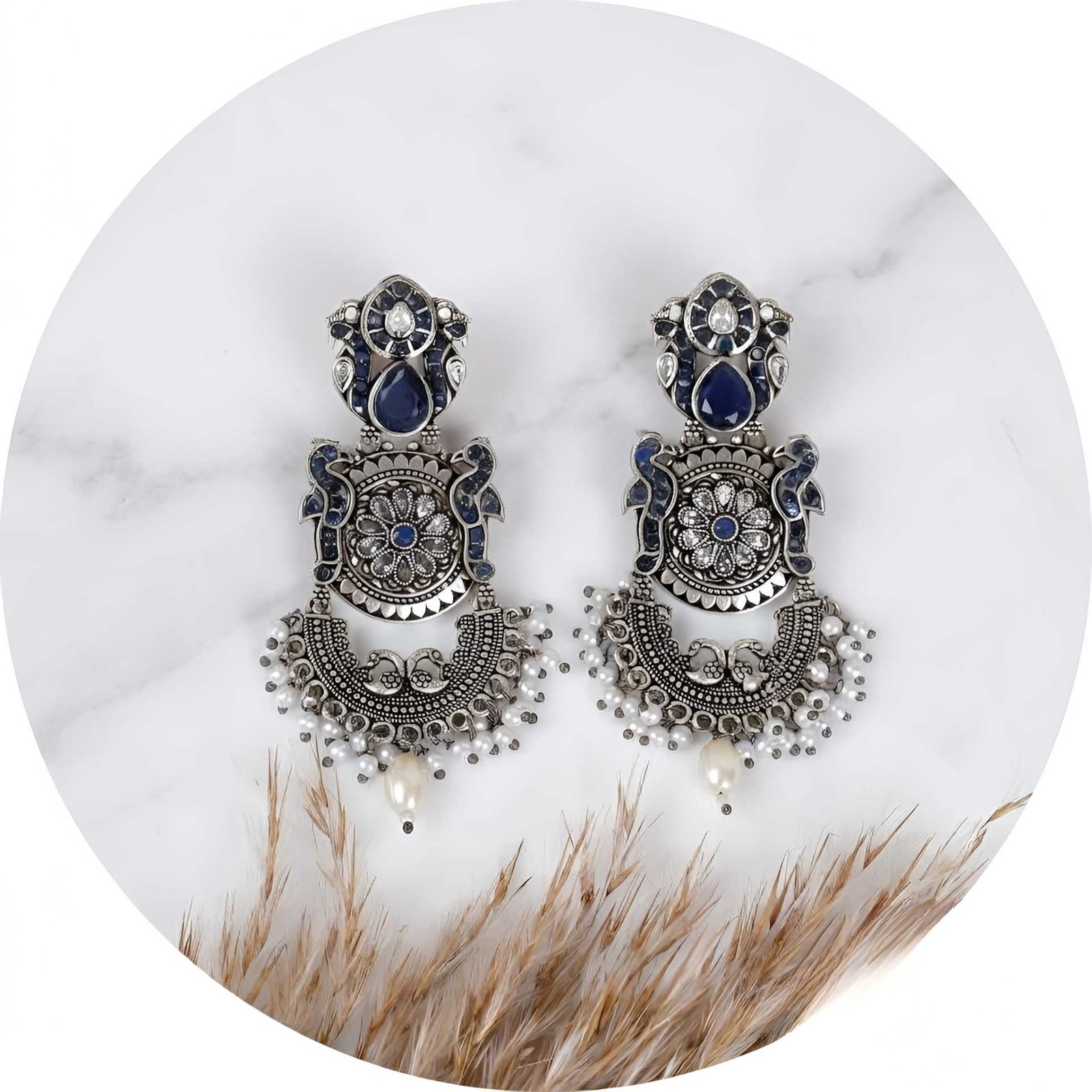 Azure Padmini Silver-Clad Dangler