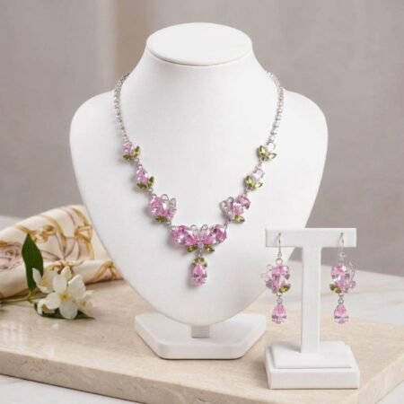 Blush Flutter Butterfly Parure | Silver-Plated Necklace & Earring Set