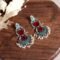 Scarlet Jade Silver Electroplated Dvarapala Chandbali