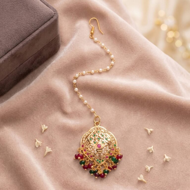 Shiromani Gopura Jadau Gold Plated Maangtikka