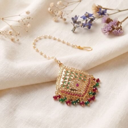 Shiromani Heera Jadau Gold Plated Maangtikka