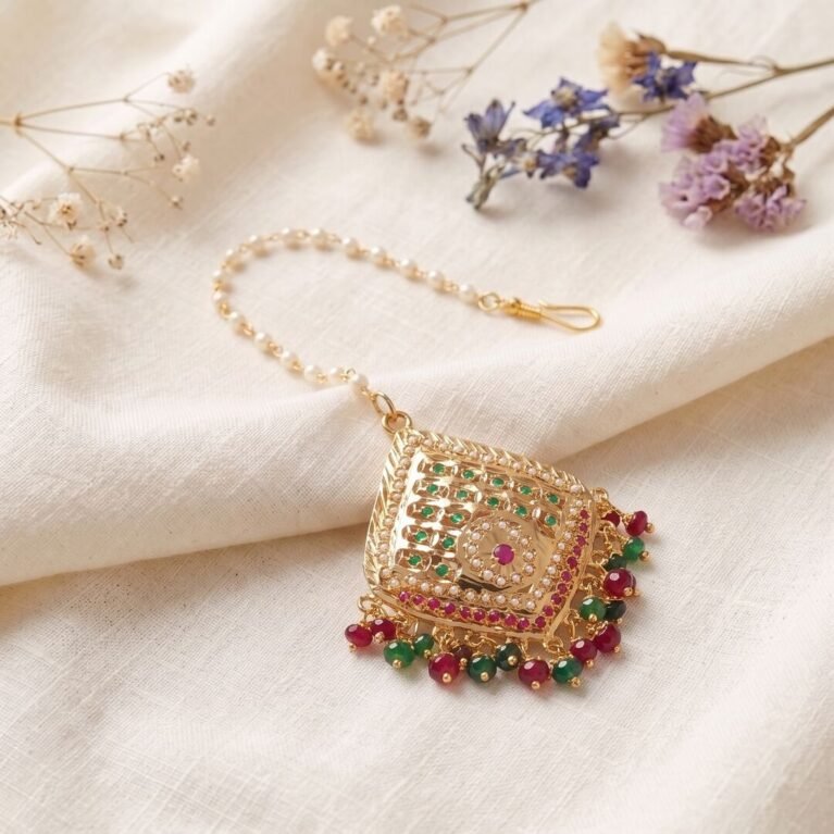 Shiromani Heera Jadau Gold Plated Maangtikka