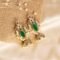 Forest Green Gold-Plated Pearl Fringe Jhumkas