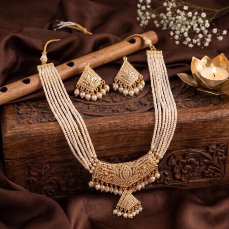 Pearl Jadau Gold-Plated Whisper Necklace & Earring Set