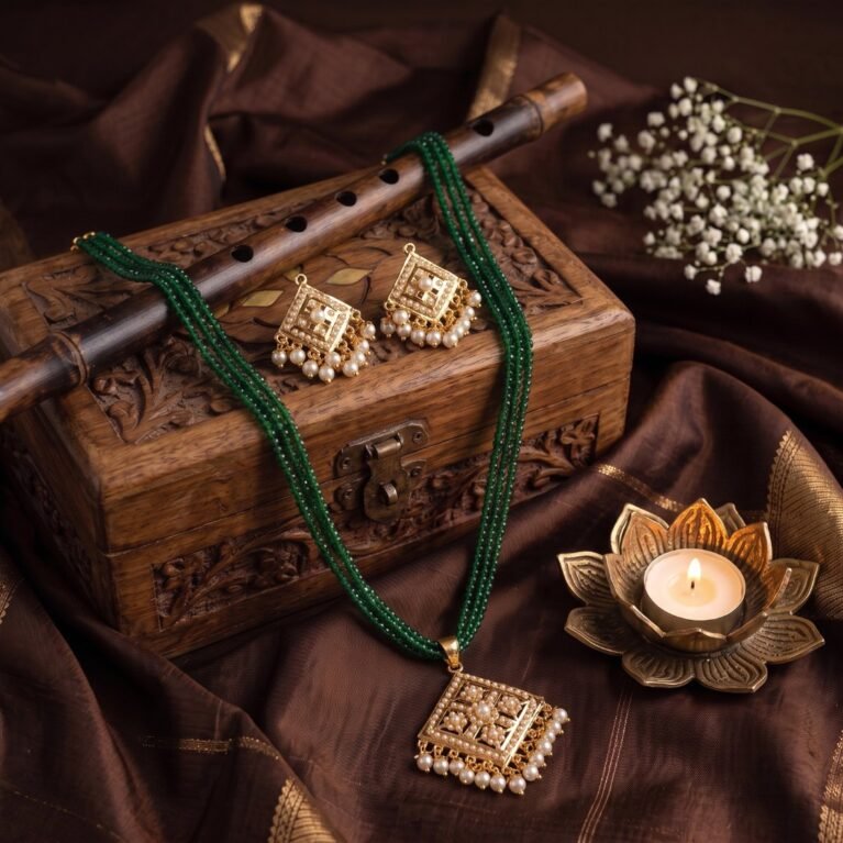 Emerald Jadau Gold-Plated Waltz Necklace & Earring Set