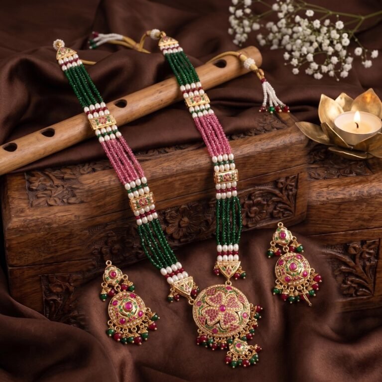Ruby Jadau Gold-Plated Empress Necklace & Earring Set