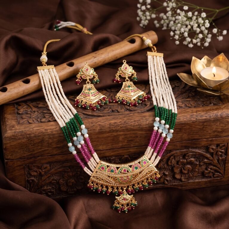 Meadow Jadau Gold-Plated Serenade Necklace & Earring Set