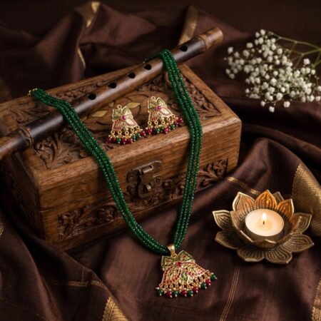 Emerald Jadau Gold-Plated Cascade Necklace & Earring Set