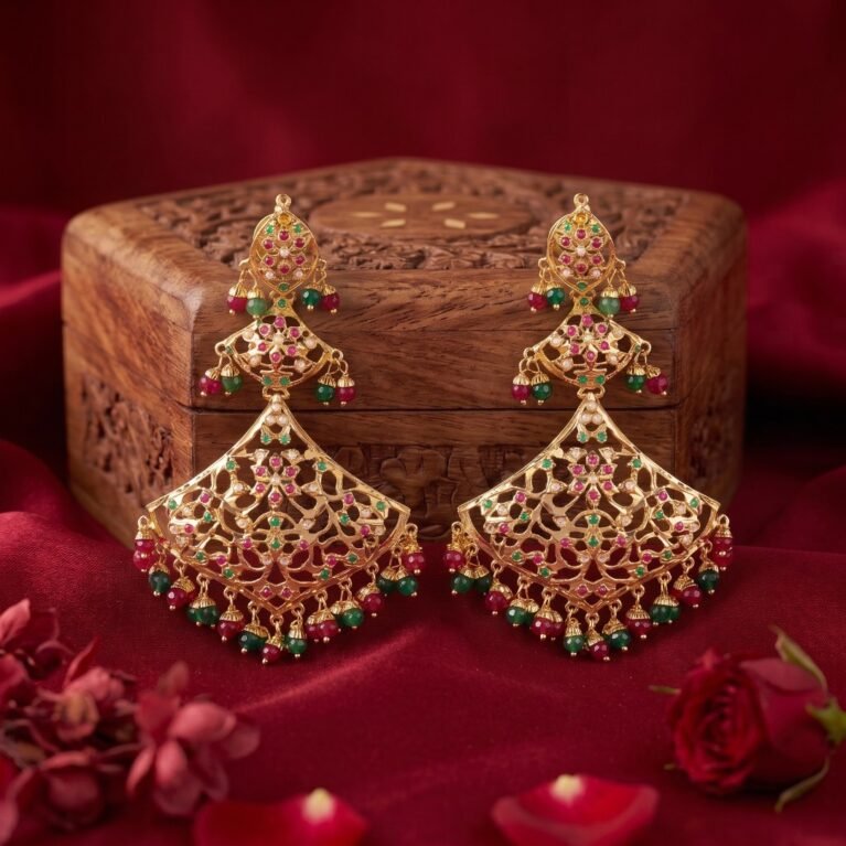 Tarang Jadau Gold Filigree Earrings