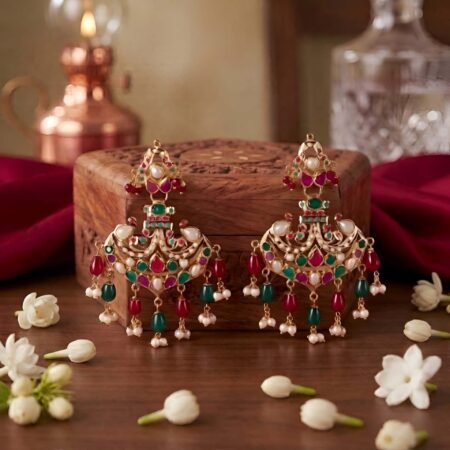 Amira Jadau Gold Chandelier Earrings