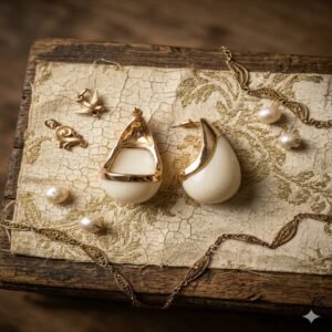 Pearl Muse | Gold Plated Enamel Teardrop Stud Earrings