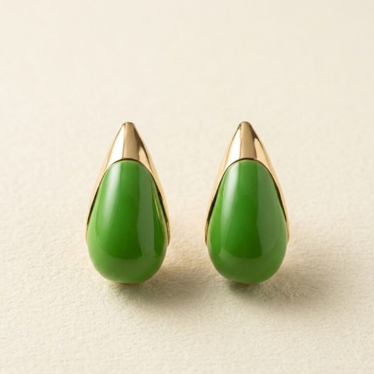 Clover Muse | Gold Plated Enamel Teardrop Stud Earrings