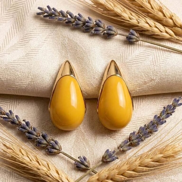 Marigold Muse | Gold Plated Enamel Teardrop Stud Earrings
