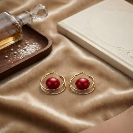 Garnet Eternity Circle Hoops