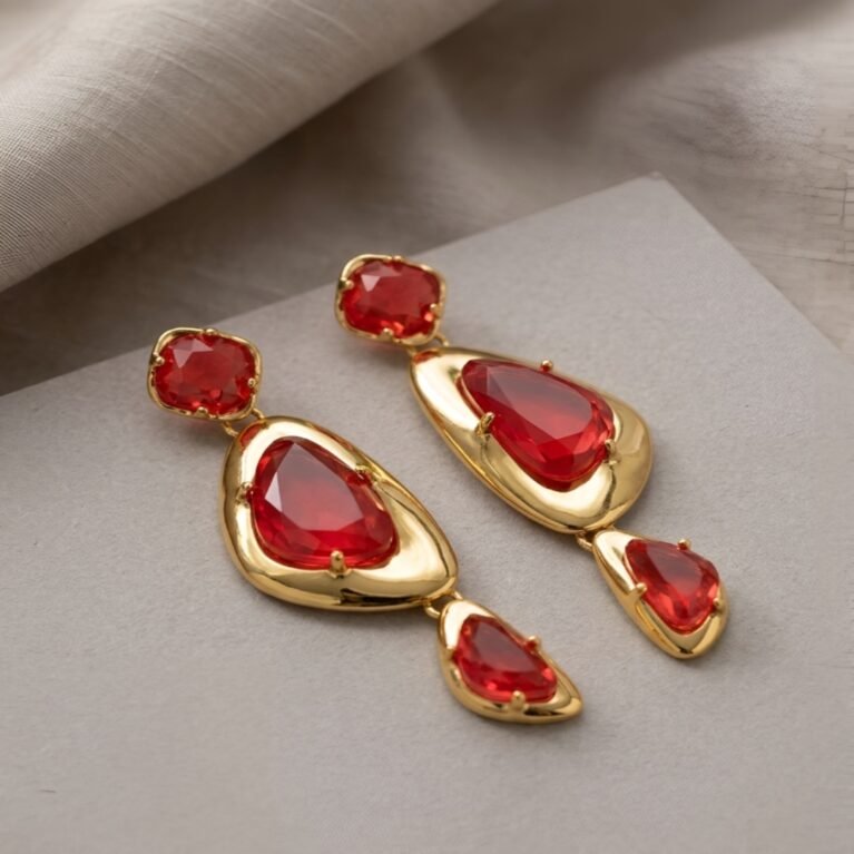 Garnet Ember Coulée Stone Drop Earrings