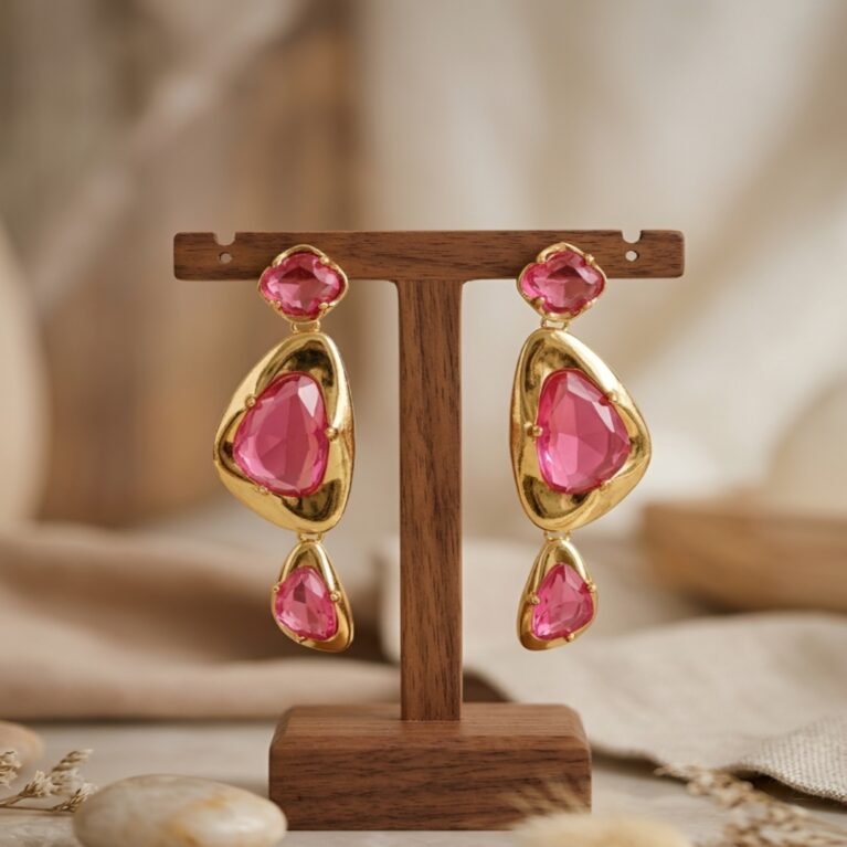 Peony Blush Coulée Stone Drop Earrings
