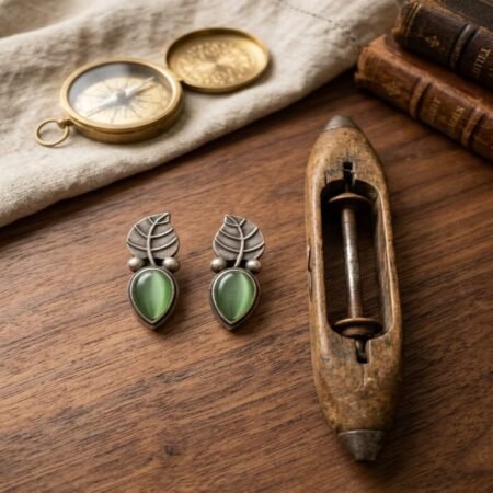 Woodland Whisper Green Leaf Studs
