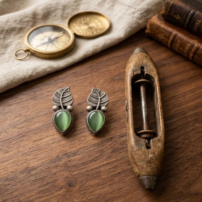 Woodland Whisper Green Leaf Studs