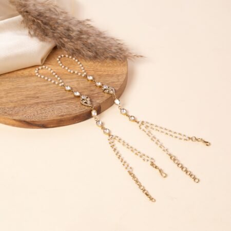 Ivy Cascade | Gold Plated Kundan Leaf Hand Harness