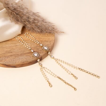 Aurelia Halo | Gold Plated Kundan Oval Hand Harness